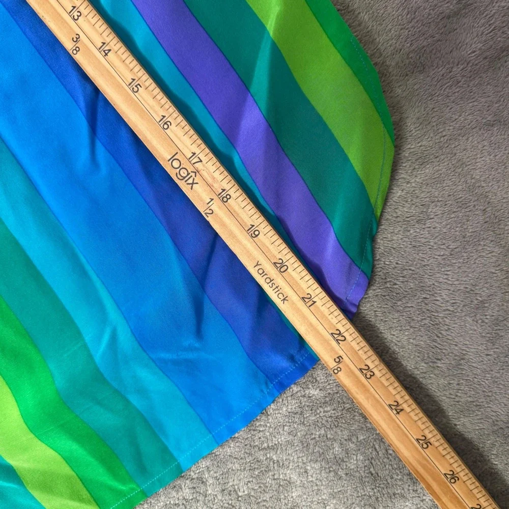 VTG 80s 90s Colorful Colorblock Striped Silk Tank Top Size 14 Dopamine Casual - Picture 10 of 11